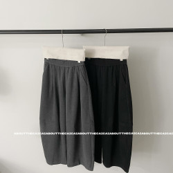 CAICAI冬季重工加厚弯刀休闲九分裤女韩系简约垂坠高级感裤子k956