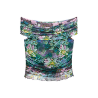 Desigual 弹力数码花园印花一字领女士衬衫