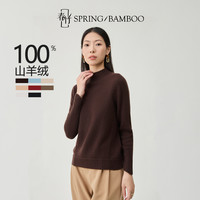 春竹 秋冬新款100%纯山羊绒宽松保暖简约百搭半高领女加厚羊绒衫