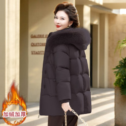 中老年妈妈冬装中长款百搭棉服女加绒加厚保暖短款棉衣小棉袄外套