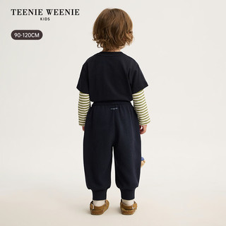 TEENIE WEENIE 小熊童装 男童印花假两件长袖T恤 藏青 100cm