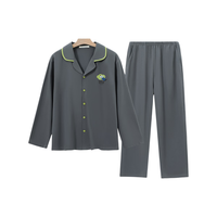 YOUKESHU 100%纯棉5A抑菌透气 深灰色 2XL 男士睡衣家居服套装
