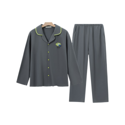 YOUKESHU 100%纯棉5A抑菌透气 深灰色 2XL 男士睡衣家居服套装