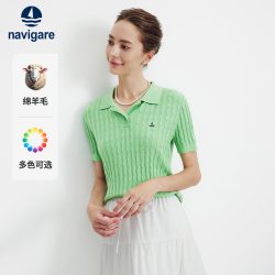 navigare 小帆船绿色修身针织衫女T恤POLO衫
