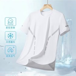无品牌 冰丝t恤男士短袖2025新款夏季运动速干透气半袖男体恤宽松上衣服
