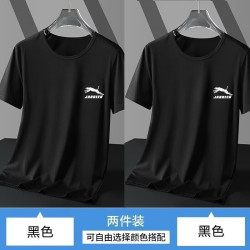 无品牌 冰丝短袖T恤男士夏季宽松速干网眼半袖运动休闲凉感透气上衣服-SL