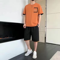 无品牌 男士2025夏季套装短袖t恤短裤运动套装宽松休闲套装帅气一套衣服