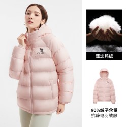 骆驼 女装短款羽绒服冬季2026新款90绒防风御寒保暖连帽面包服外套