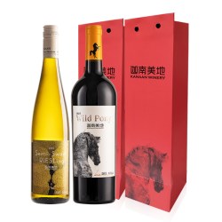 迦南美地 干红小野马 半甜白馥司令葡萄酒 双支宁夏红酒 750ml