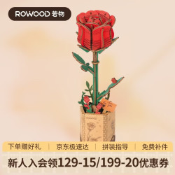 若物 木艺繁花diy手工拼装模型玩具永生花三八妇女节 红玫瑰 红玫瑰