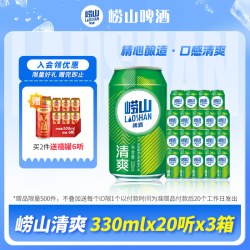 崂山啤酒 青岛崂山啤酒清爽系列330ml*20听*3箱