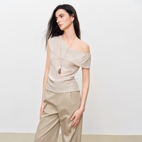 自巧 小个子法式斜肩荷叶领汉麻肌理感衬衫收腰上衣女2026夏季新款