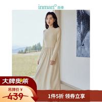 茵曼 灯芯绒拼接针织连衣裙 淡香杏 M