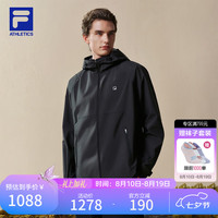 FILA 防水透湿连帽梭织外套 正黑色 XL 男士夹克