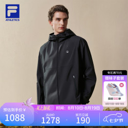 FILA 防水透湿连帽梭织外套 正黑色 XL 男士夹克
