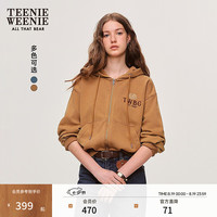 TEENIE WEENIE 复古水洗连帽拉链短款卫衣 棕色 M