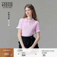 TEENIE WEENIE 小熊针织短袖 Polo衫 粉色 L