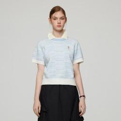 TEENIE WEENIE 小熊针织T恤女装夏季简约时尚提花短袖毛衫圆领上衣