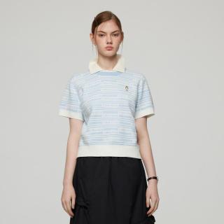 TEENIE WEENIE 小熊针织T恤女装夏季简约时尚提花短袖毛衫圆领上衣