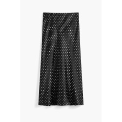 H&M HM女装半身裙2026夏季新款时尚波点缎面高腰中长半身裙1000170