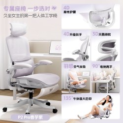 黑白调 P2Pro二代 人体工学椅【4D护腰 3D颈枕】脚托款 香芋紫