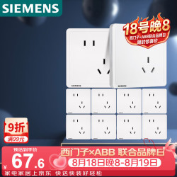 西门子 Adela致典系列 5UB14183NC01 斜五孔插座 雅白 十只装