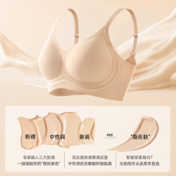欧迪芬 果冻软支撑无痕无钢圈小胸聚拢提拉防下垂文胸 粉底色 L