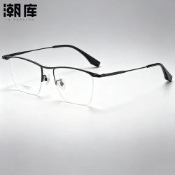 潮库 K-2280 钛镜架半框 黑色 1.74防蓝光 套镜