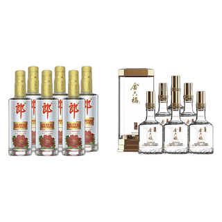 LANGJIU 郎酒 顺品郎 金顺+金六福 红彩 45%vol+50.8%vol 兼香型白酒 480ml*6瓶+500ml*6瓶 整箱装
