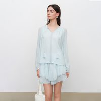 自巧 小个子波西米亚度假风雪纺套装裙女2026夏季新款物理防晒衬衫