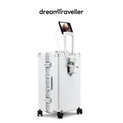 梦旅者 多功能行李箱铝框拉杆箱皮箱万向轮旅行箱密码箱子男女