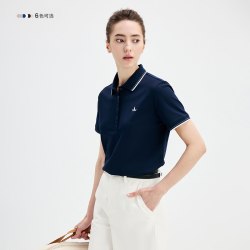 navigare 意大利小帆船蓝色短袖polo衫女翻领T恤