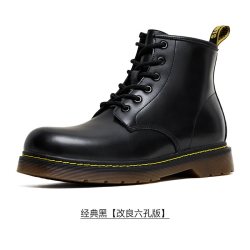 Mr.A MRA中帮马丁靴男士高帮皮鞋冬季加绒短靴雪地靴复古工装真皮靴子
