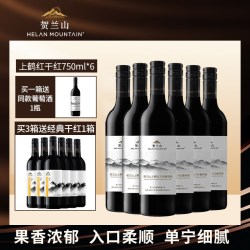 贺兰山 赤霞珠上鹤红干红葡萄酒宁夏红酒保乐力加出品750ml六支装