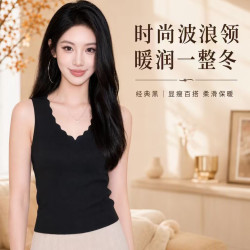 秋冬羊绒蓄热保暖背心女V领无袖打底内衣外穿多色