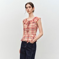 自巧 定格胶囊 小个子荷叶边格纹收腰上衣&半裙套装女2026夏季新款