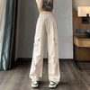 YOUNVFR 美式工装裤 高腰显瘦直筒 樱花粉 S