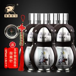 草原烈马 闷倒驴类 草原烈马52度1.5L×4瓶装不锈钢葫芦纯粮食原浆高度白酒