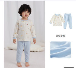 丽婴房 儿童  100%棉 两粒扣 秋衣套装