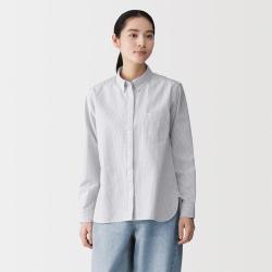 無印良品 MUJI 无印良品 女式 棉水洗牛津纽扣领长袖衬衫衬衣女装女款春季