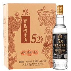 宝岛阿里山 台湾高粱酒52度600ml/瓶浓香型白酒整箱六瓶装纯粮食酒
