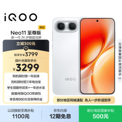 vivo iQOO Neo11 至尊版 16GB+256GB驰光白 2K护眼超冠屏 9100mAh蓝海大电池天玑9500M电竞游戏学生手机