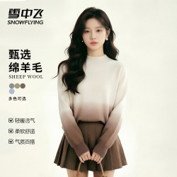 雪中飞 渐变色羊毛衫 半高领套头毛衣