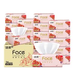 洁柔 抽纸牡丹花Face可湿水面巾纸 3层 100抽*24包