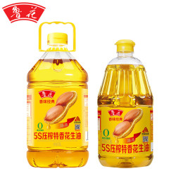 鲁花 食用油 5S压榨特香花生油5L+1.8L 花生油组合 6.8L*1桶 （5L+1.8L）