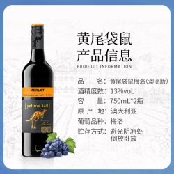 黄尾袋鼠 赤霞珠干红葡萄酒750ml西拉澳洲版原瓶进口宴请6瓶装红酒