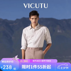 威可多 长袖衬衫男舒适商务通勤差旅百搭衬衣 灰白条纹 175/92A
