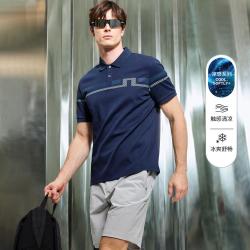 J.Lindeberg 金·林德伯格 热卖款2026夏男凉感条纹翻领T恤POLO衫
