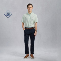 GANT 男士纯棉翻领短袖衬衫