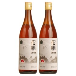 岁越 出口版绍兴黄酒2018冬酿花雕酒八年陈糯米老酒无焦糖色640mlx2瓶